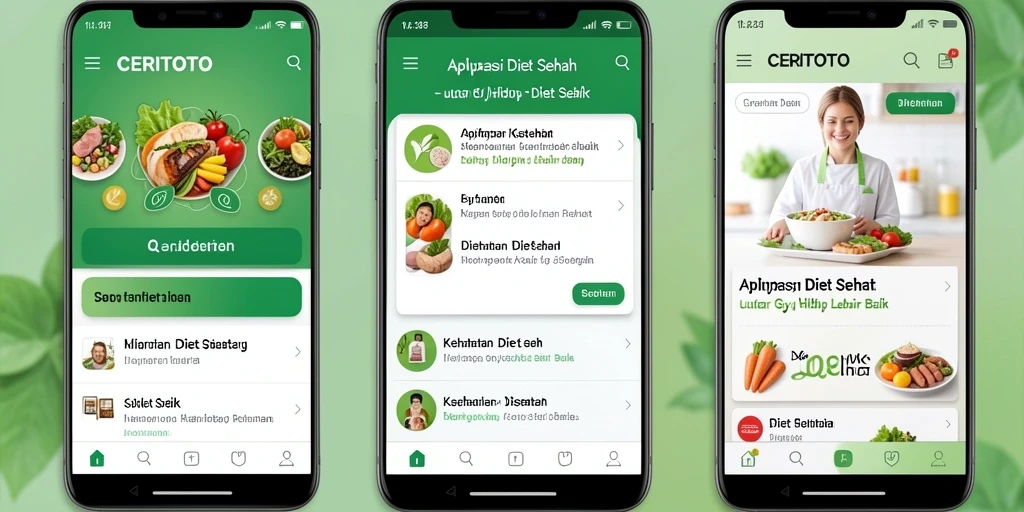 Tampilan antarmuka CERITOTO yang intuitif untuk pengguna Diet Sehat.