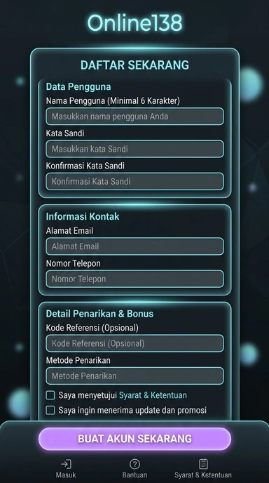 Tampilan halaman daftar online138